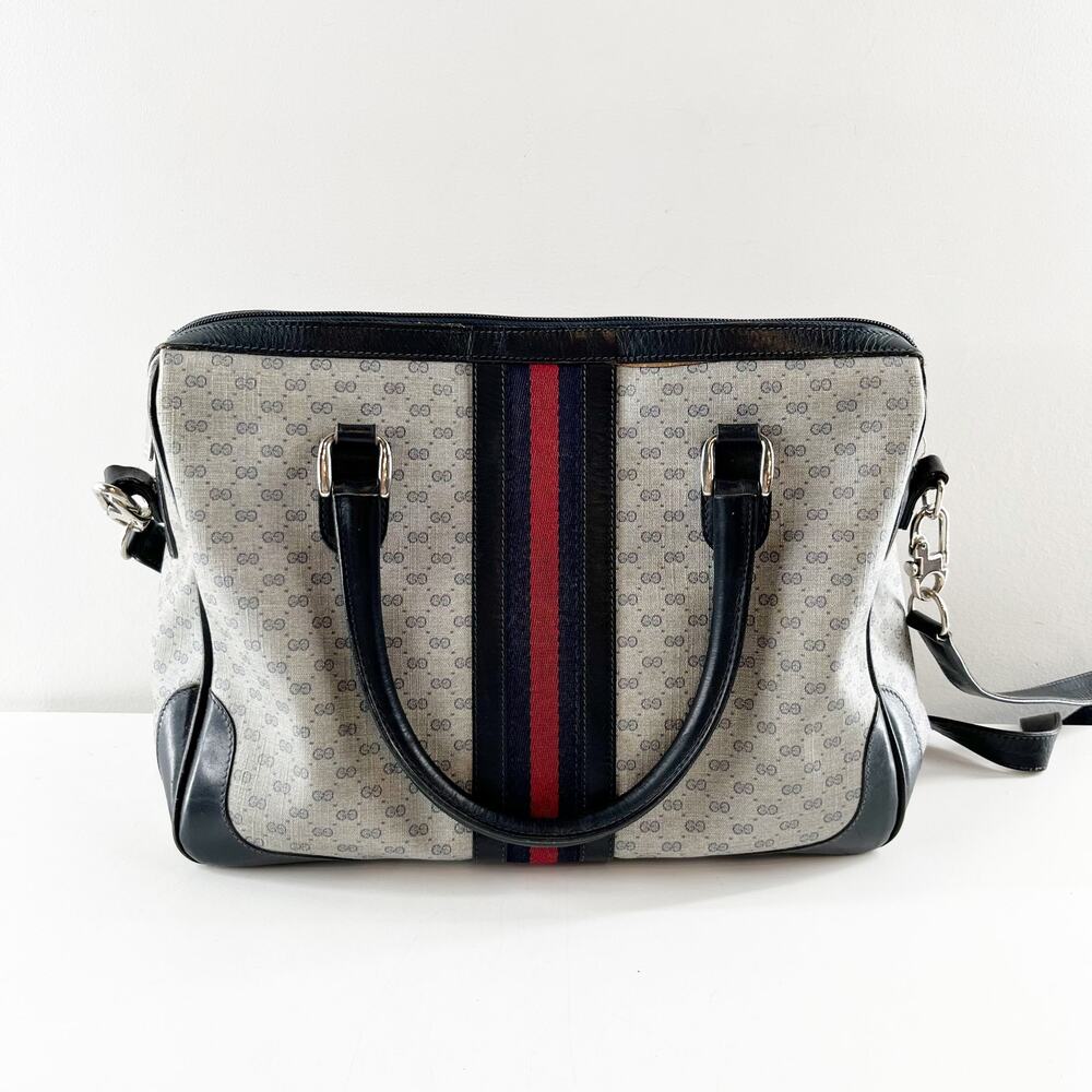 Gucci Ophidia Vintage Canvas Micro GG Monogram Messenger Bag Satchel Gray Black - Picture 5 of 12